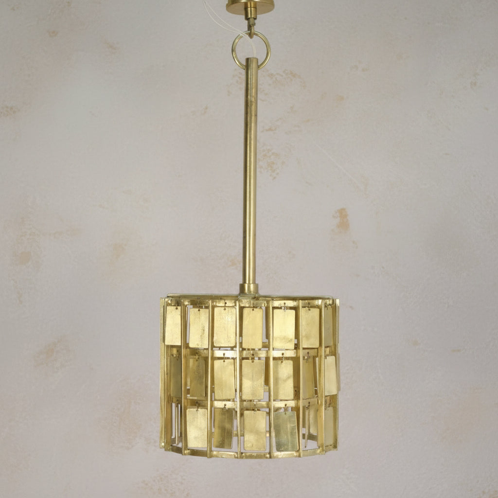 Tile Inspired Brass Pendant - 2566A - Brass Coloured Iron Pendant - Uneeka