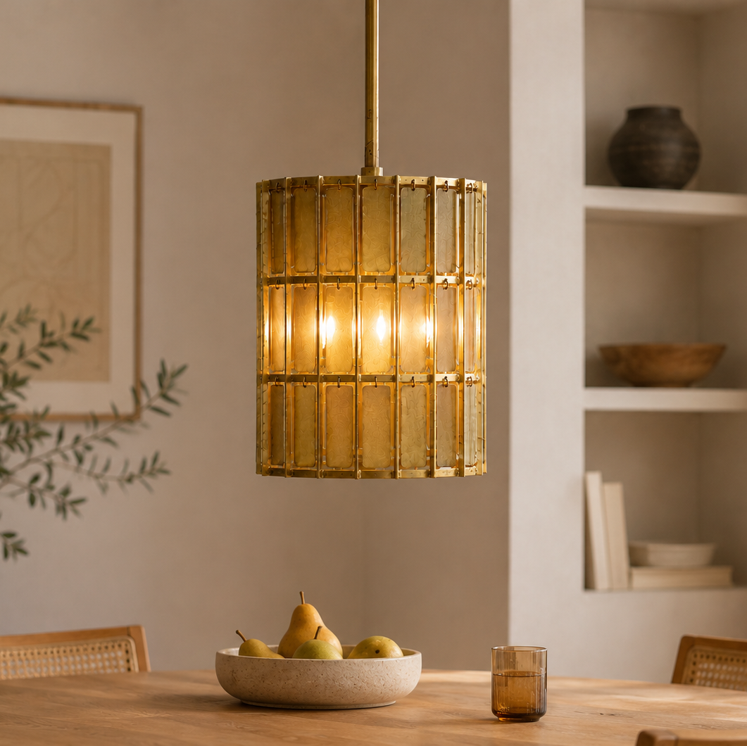 Tile Inspired Brass Pendant - Medium - Uneeka