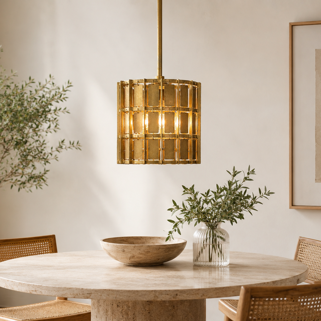 Tile Inspired Brass Pendant - Small - Uneeka