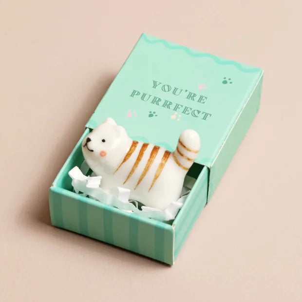 Tiny Matchbox Ceramic Cat Token - 67451 - Uneeka