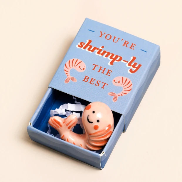 Tiny Matchbox Ceramic Shrimp Token -  Uneeka - 81842