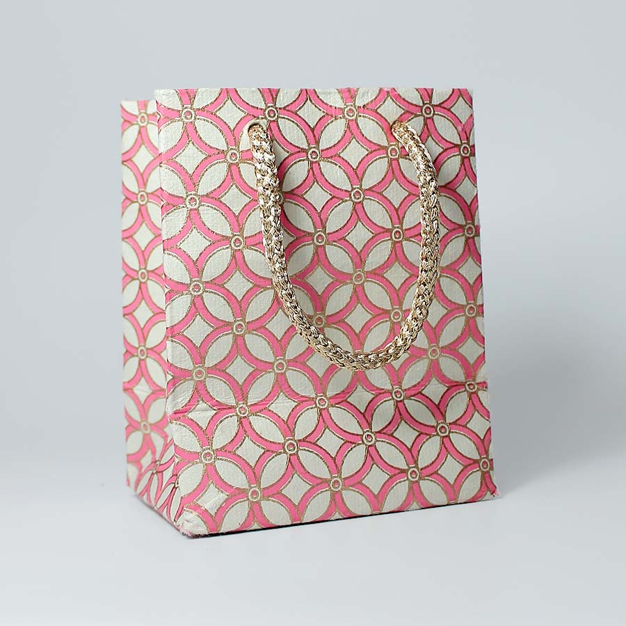 Trellis Print Mini Gift Bag Coral