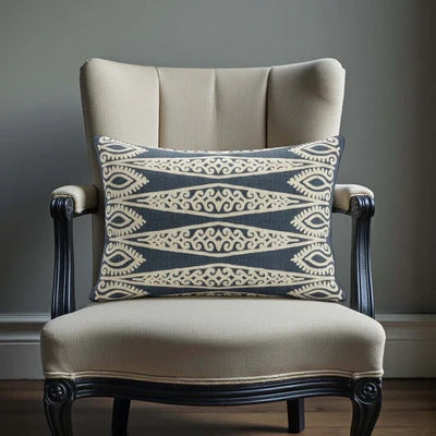 Tribal Inspired Rectangular Blue Cushion - Uneeka