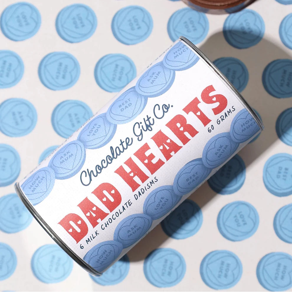 Tube of Milk Chocolate 'Dad Hearts' - Uneeka