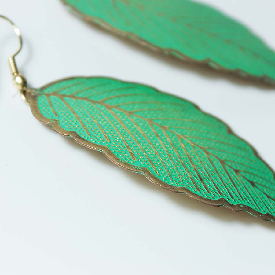 Turquoise Large Leaf Earrings