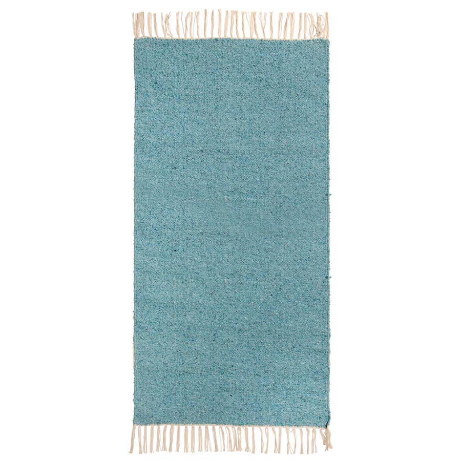 Plain Recycled Yarn 75 x 135 Rug Turquoise