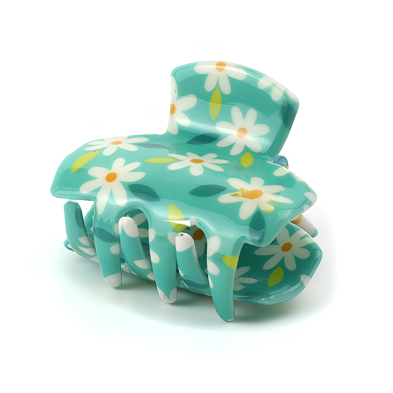 Turquoise Daisy Design Small Hair Claw - 40827 - Uneeka