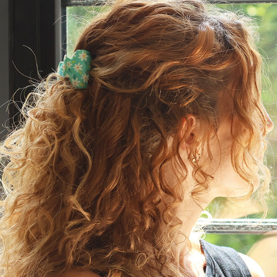 Turquoise Daisy Design Small Hair Claw - 40827 - Uneeka