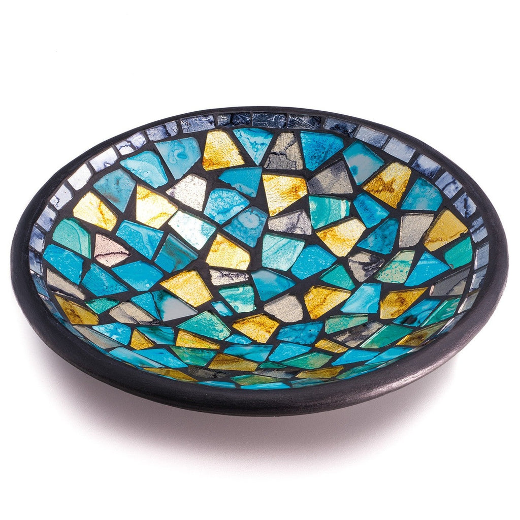 Turquoise & Gold Mosaic Round Bowl small sold individually