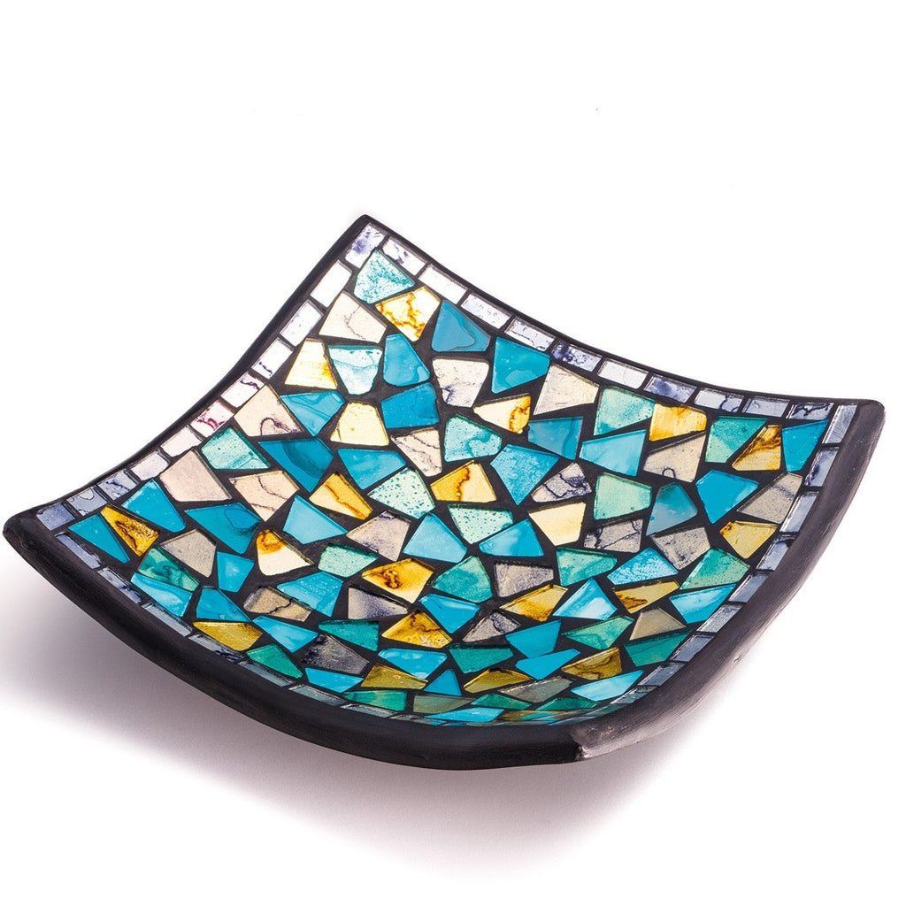 Turquoise & Gold Mosaic Square Candle Plate