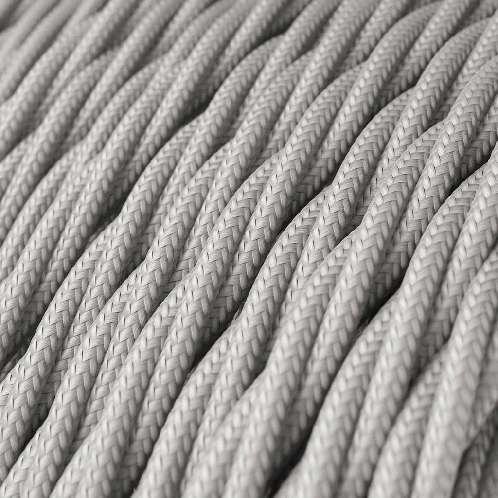 Twisted 3 Core Electrical Cable Covered with Rayon in Silver close up