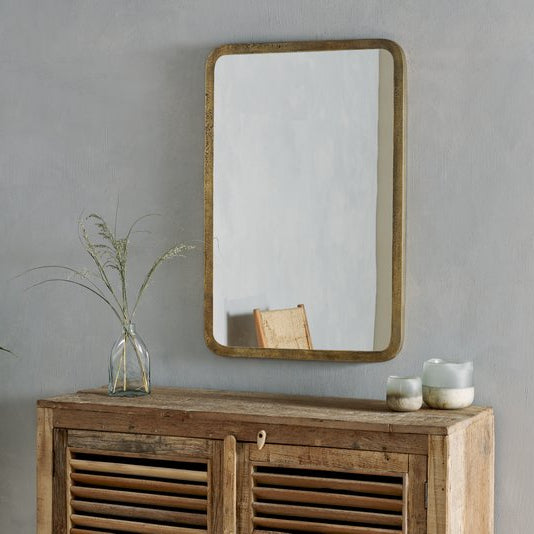 Nkuku Ungura Antique Brass Rounded Edge Portrait Wall Mirror - UN0202 - Uneeka