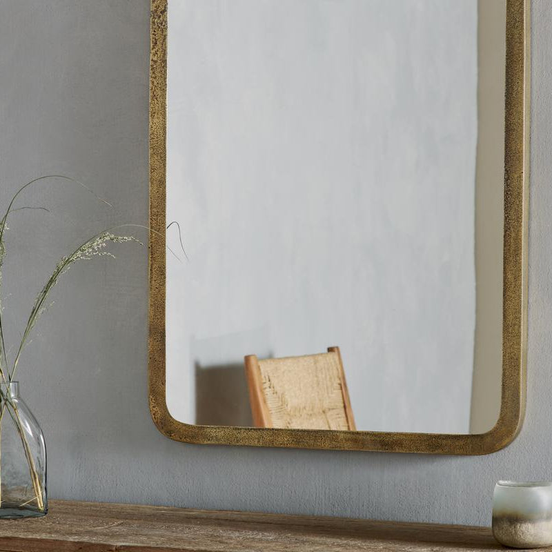 Nkuku Ungura Antique Brass Rounded Edge Portrait Wall Mirror - UN0202 - Uneeka