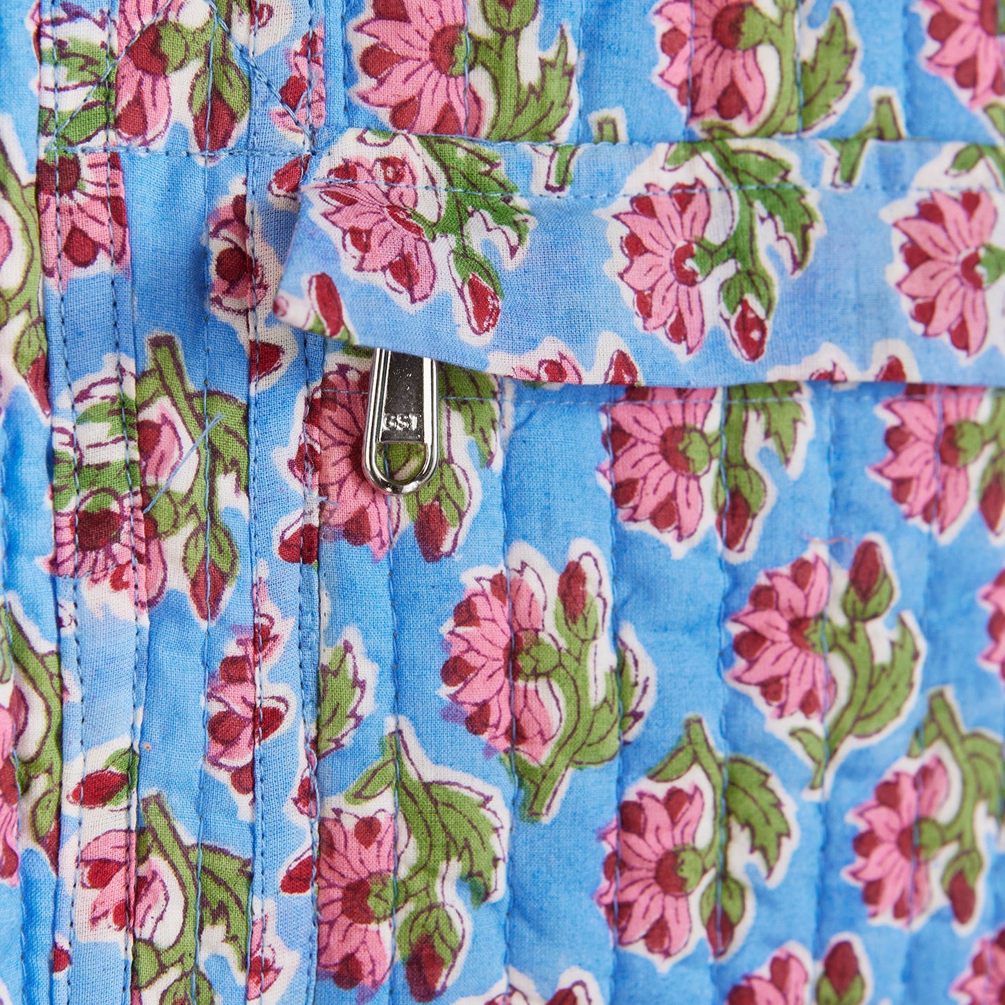 Blue Blockprint Quilted Shopping Tote Bag - TOB23 - Uneeka