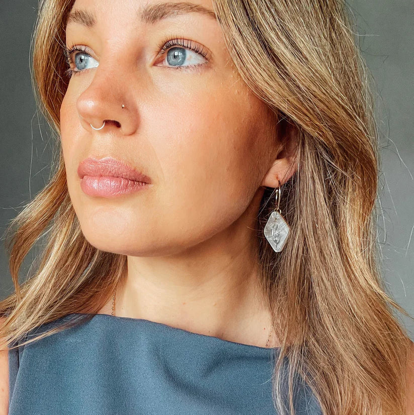 Diamond Celestial Coral Hoops - Uneeka