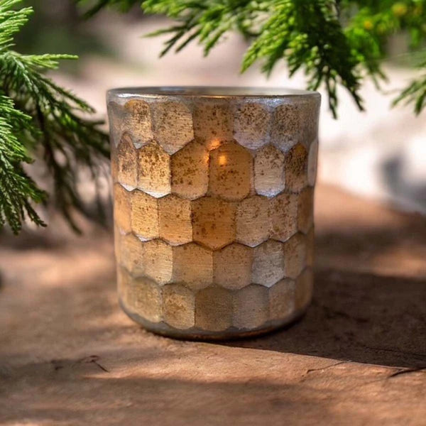 Hammered Gold Tile Candle Holder
