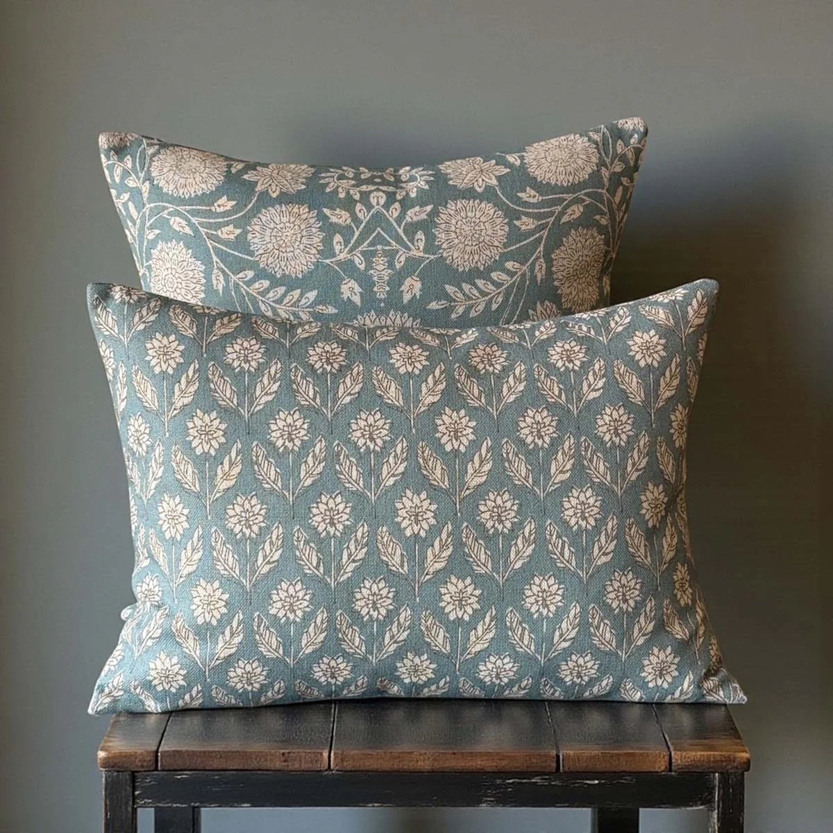 Light Blue Floral Vintage Cushion - Uneeka