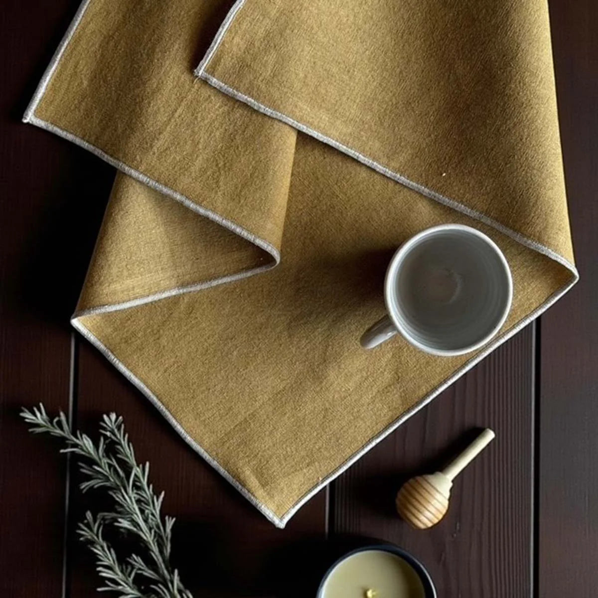 Ochre Stone Washed Piped Napkin - Uneeka