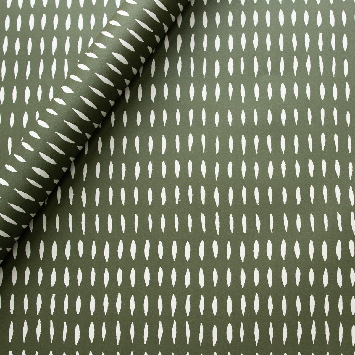 Olive Green Seed Patterned Gift Wrap - Uneeka