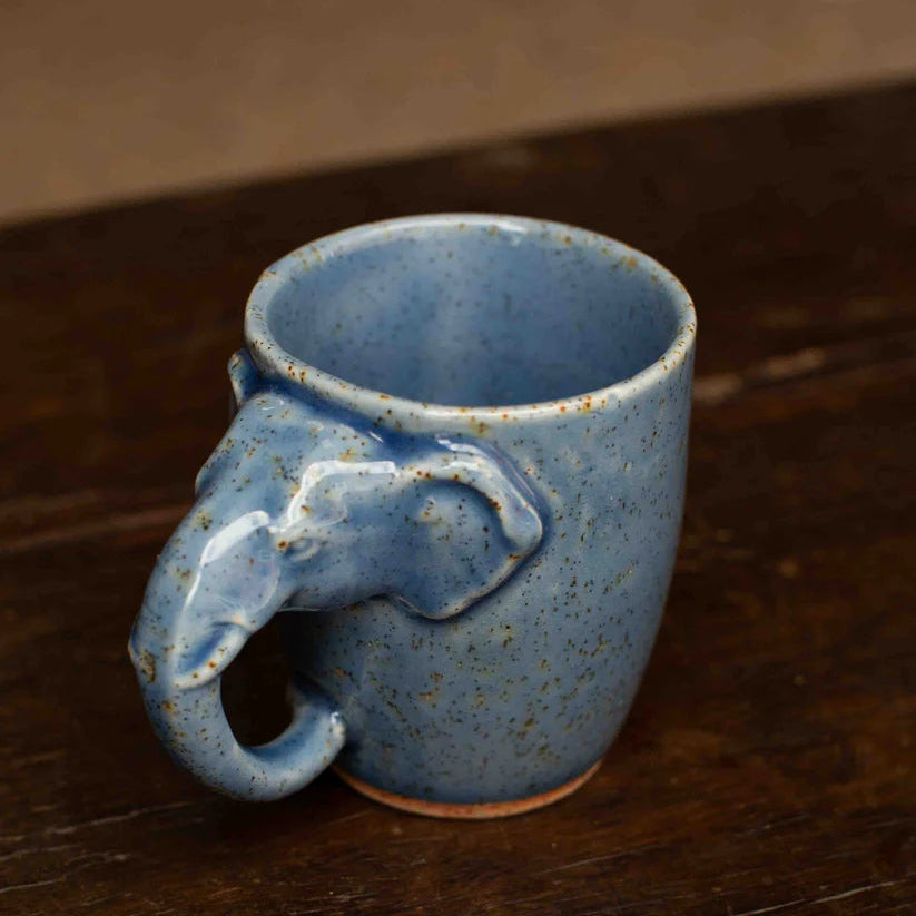 Speckled Blue Elephant Handle Glazed Mug - EM101 - Uneeka