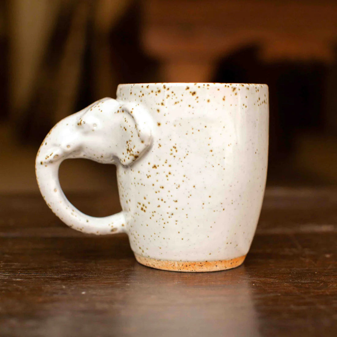 Speckled White Elephant Handle Glazed Mug - EM108 - Uneeka