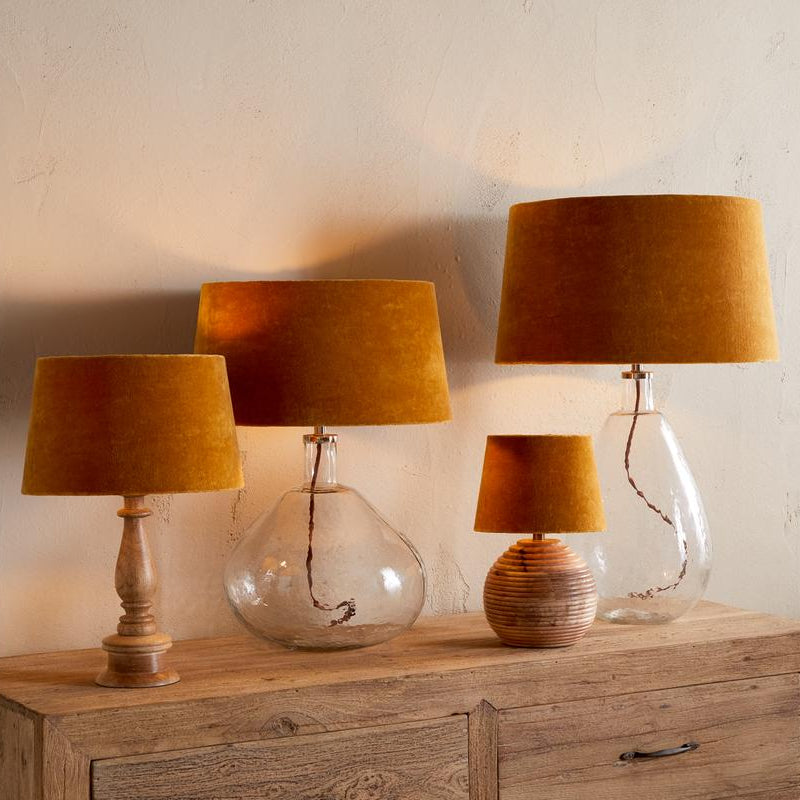 Uneeka BL9301-BL9302-BL9303-BL9304-BatakhaVelvetandLinenLampshade-DarkOchre-Nkuku