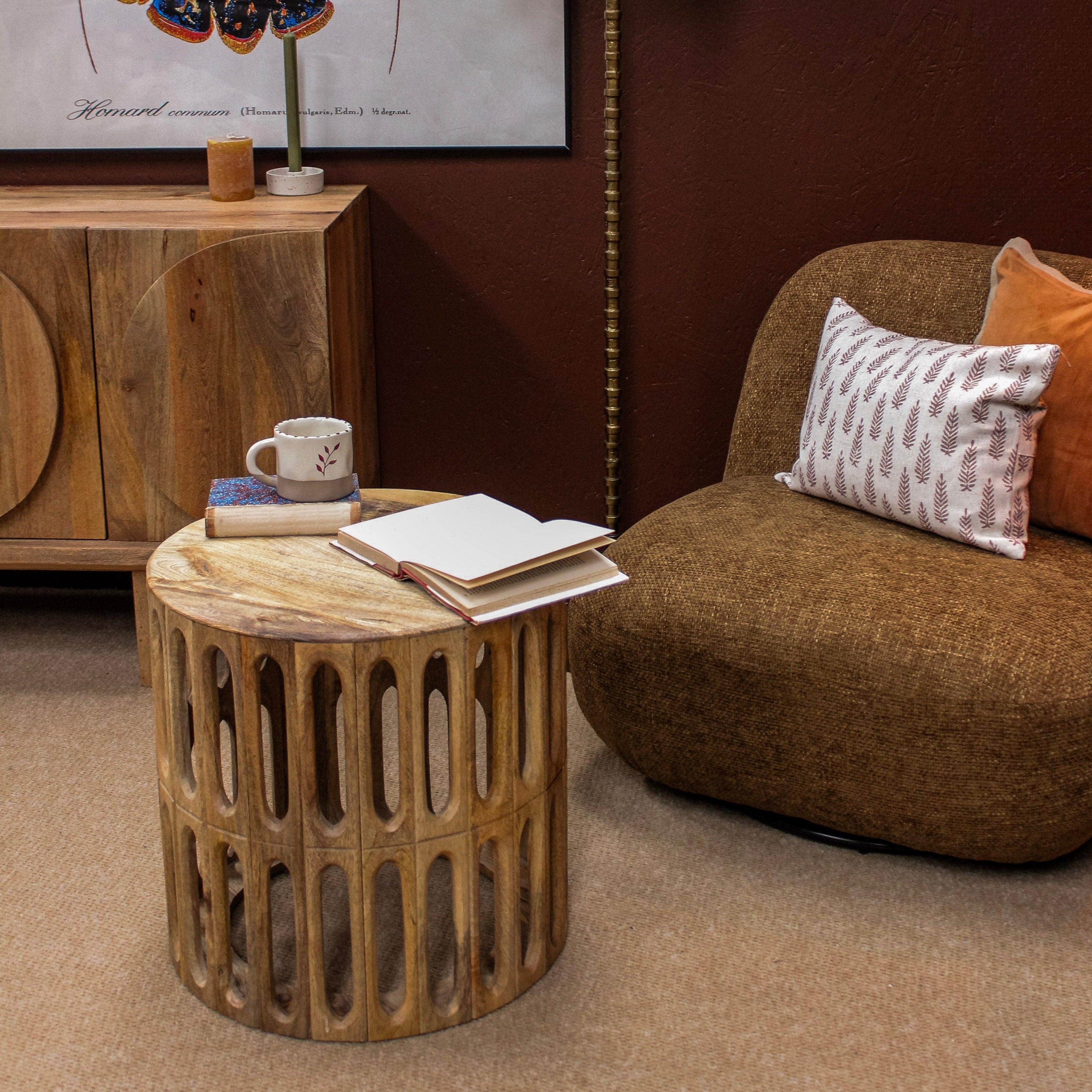 Oval Cut Out Design Round Side Table Uneeka Home