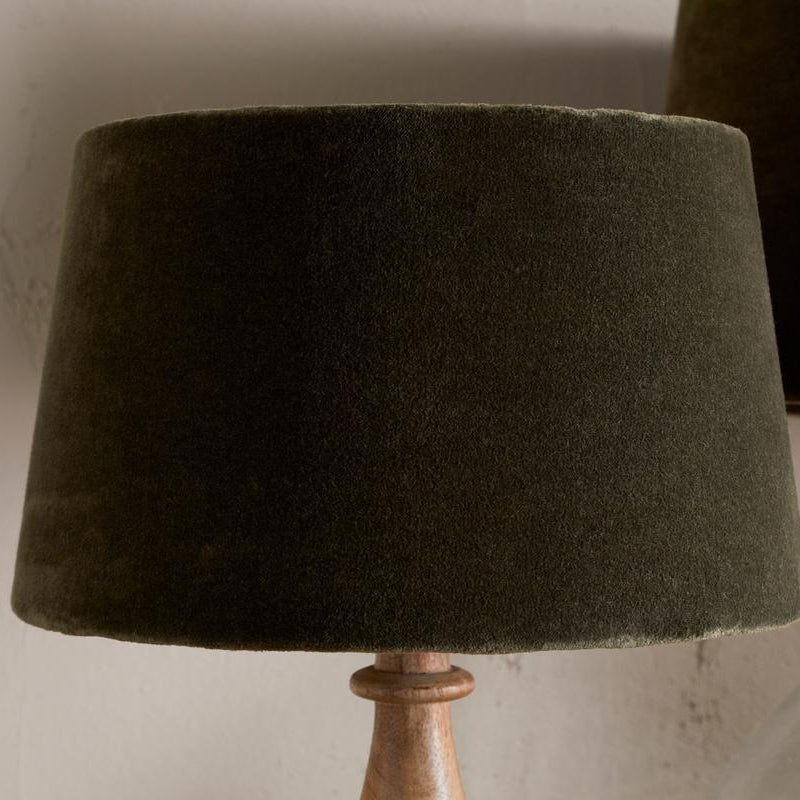 Uneeka ML6301-ML6302-ML6303-ML6304-MendaiVelvetandLinenLampshade-MossGreen-Nkuku