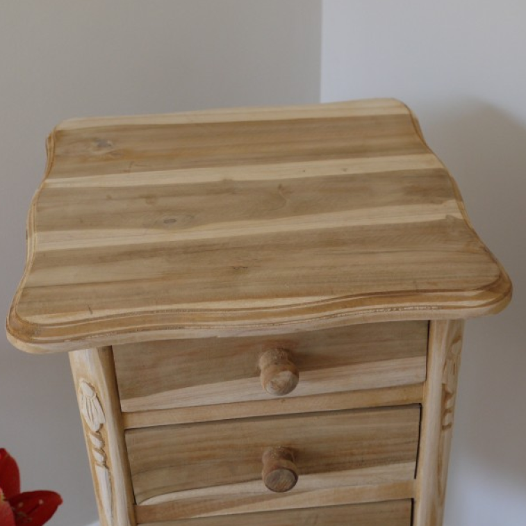 Unfinished Square Wooden Bedside Table close up top surface