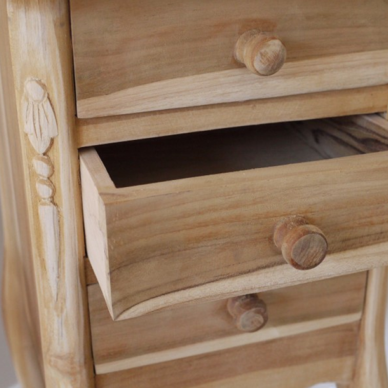 Unfinished Square Wooden Bedside Table open drawer