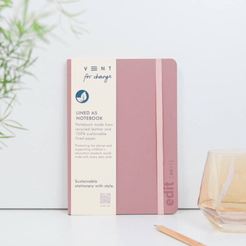 Vent For Change Recycled Leather A5 Lined Notebook - V244 - Uneeka