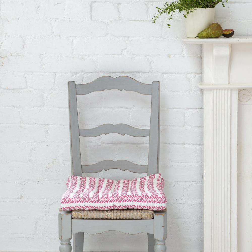 Valley Leaf Seat Pad Cushion Pink on dining chair
