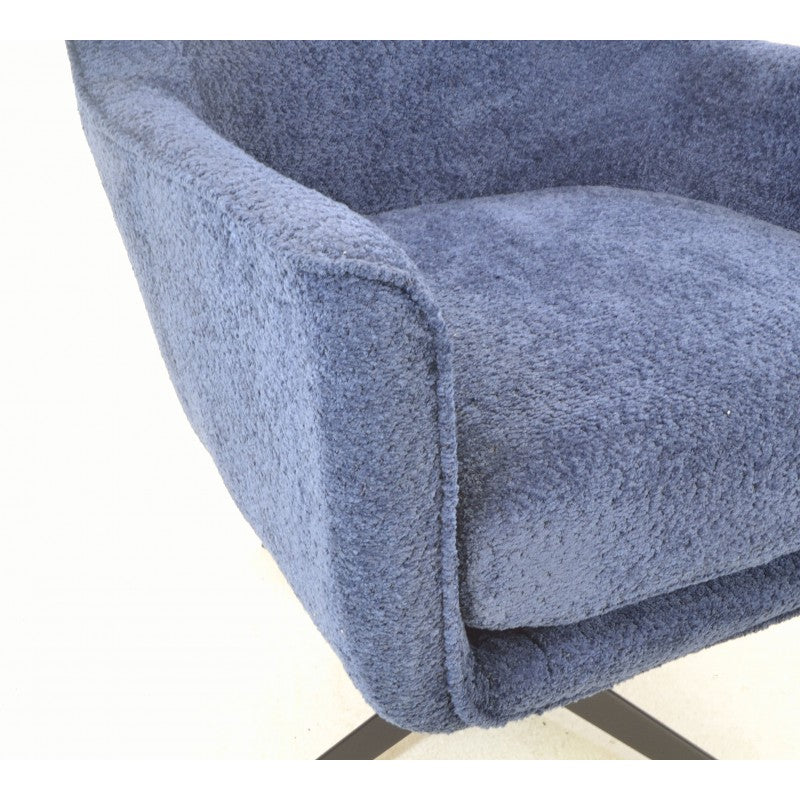 Textured Fabric Dark Blue Swivel Chair