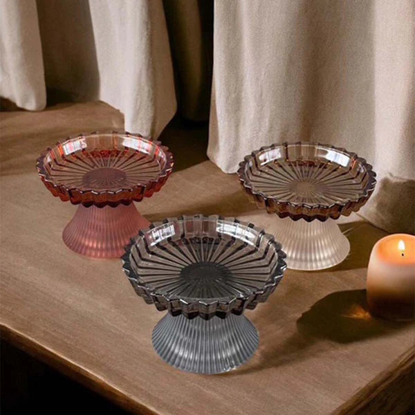 Vintage Fluted Glass Candle Holder Grey Pink Champagne Uneeka