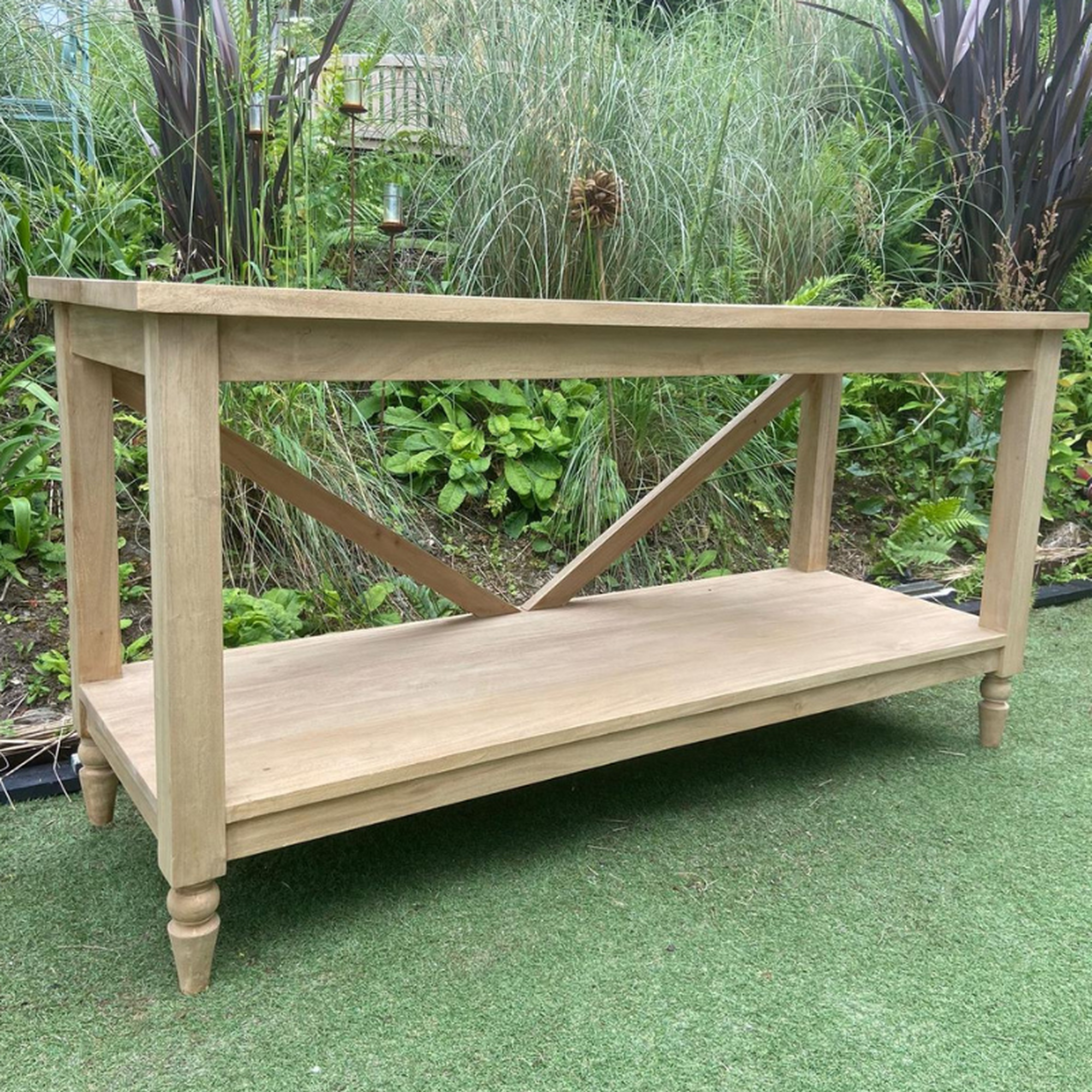 Vintage Cross Back Console Table - Uneeka