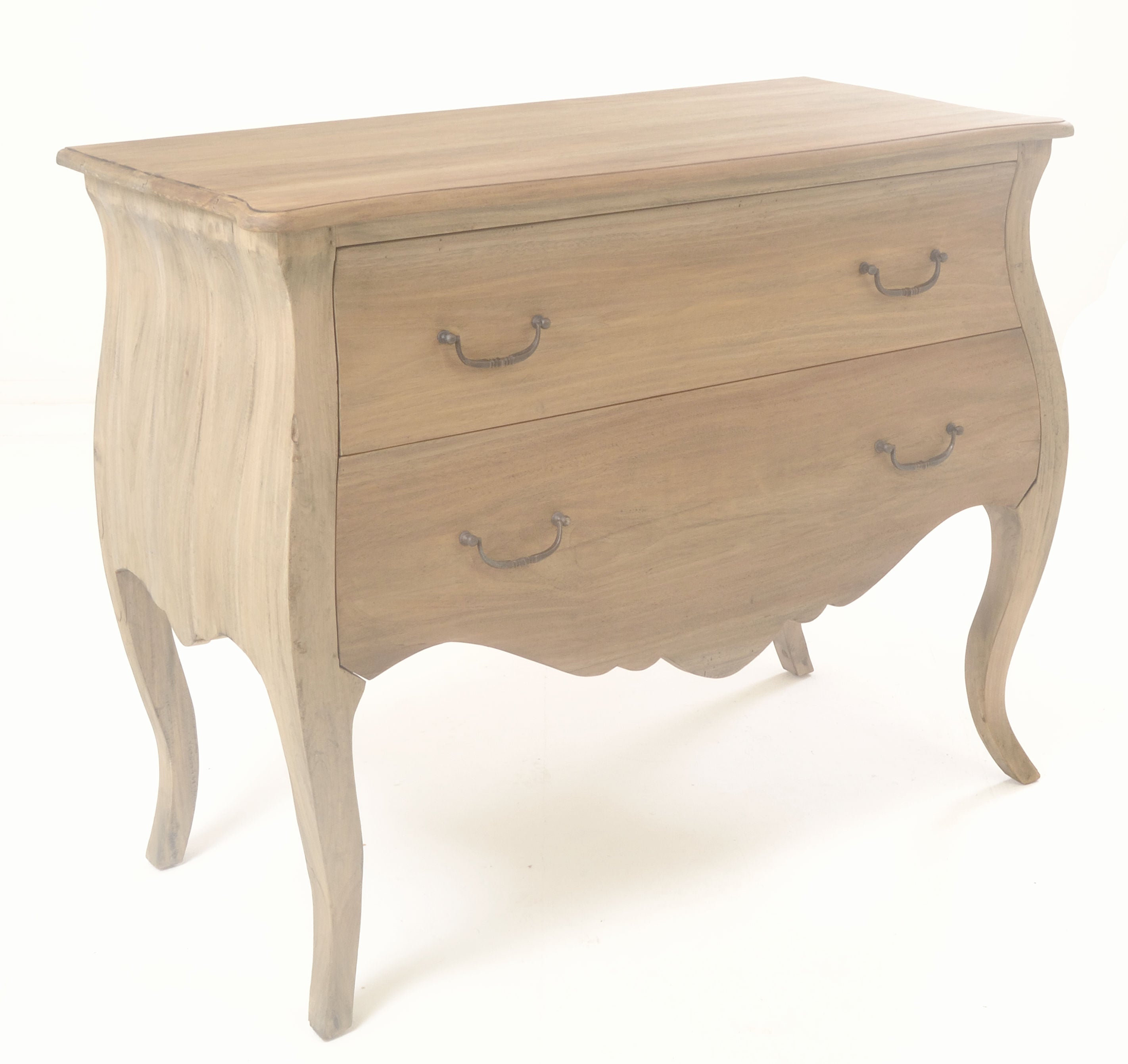 Vintage Mahogany 2 Drawer Bombe Chest Uneeka White Background
