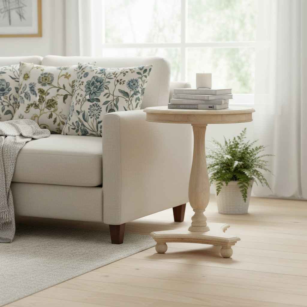 Vintage Tall Wine Table with Bun Feet -  IG07 - Uneeka