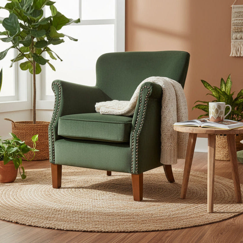 Viola Velvet Armchair - Forest Green - Uneeka Lifestyle