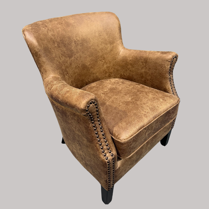 Viola Velvet Armchair - Vintage Vegan Leather - Ancient Mariner at Uneeka VLA53