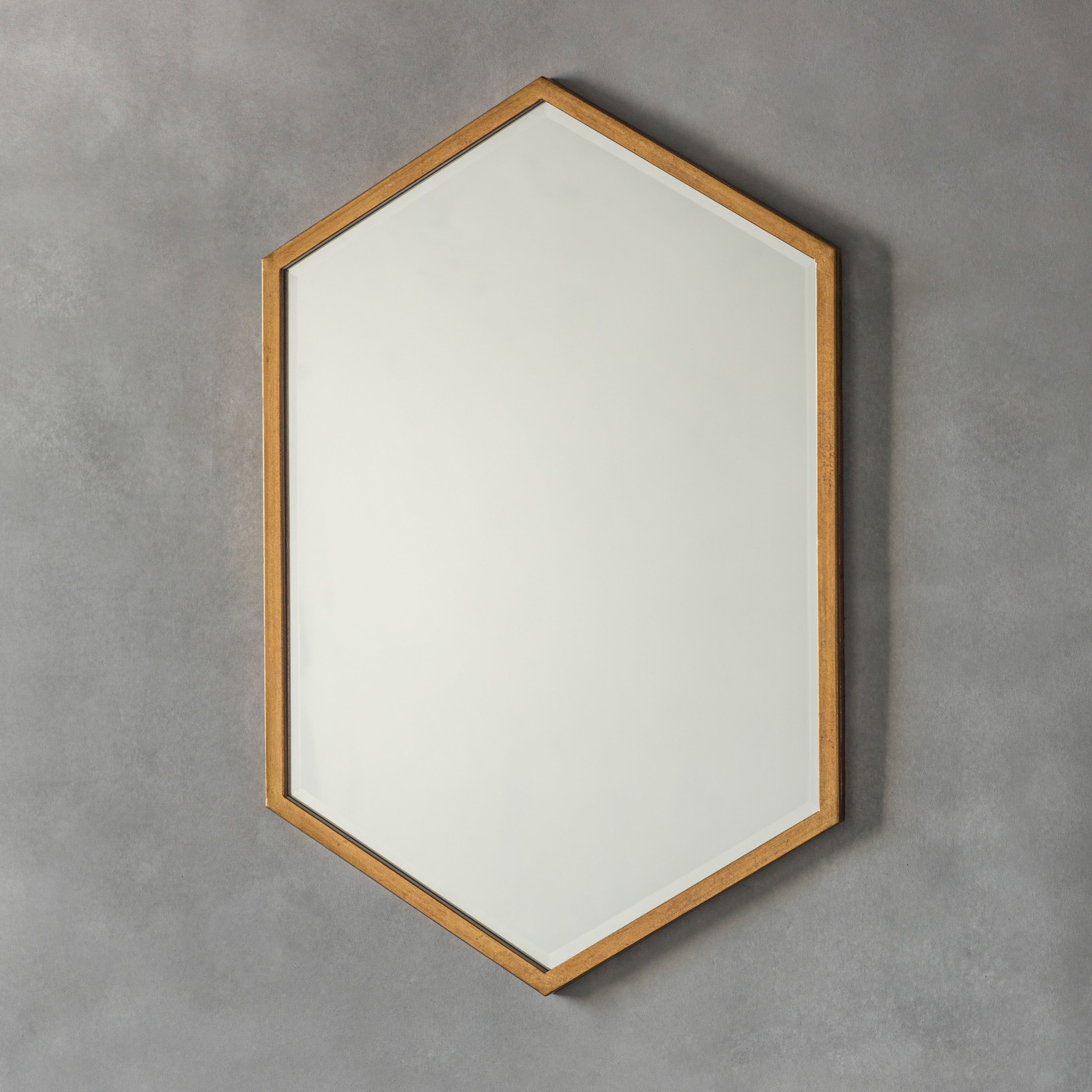 Antique Gold Hexagonal Mirror - 227865 - Uneeka