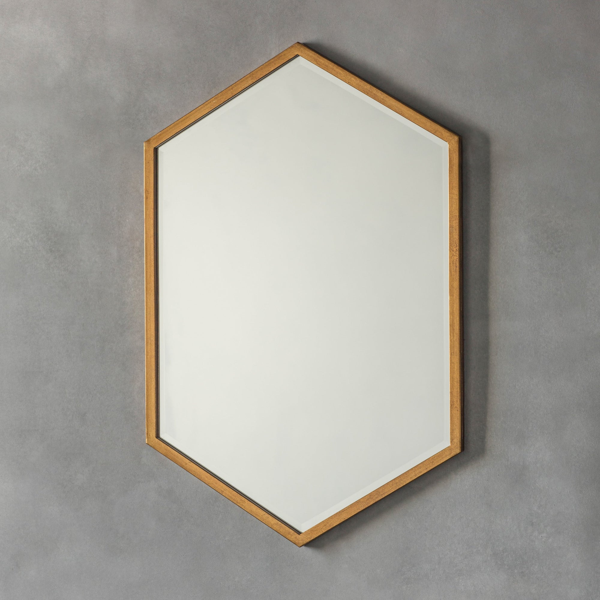 Antique Gold Hexagonal Mirror - 227865 - Uneeka