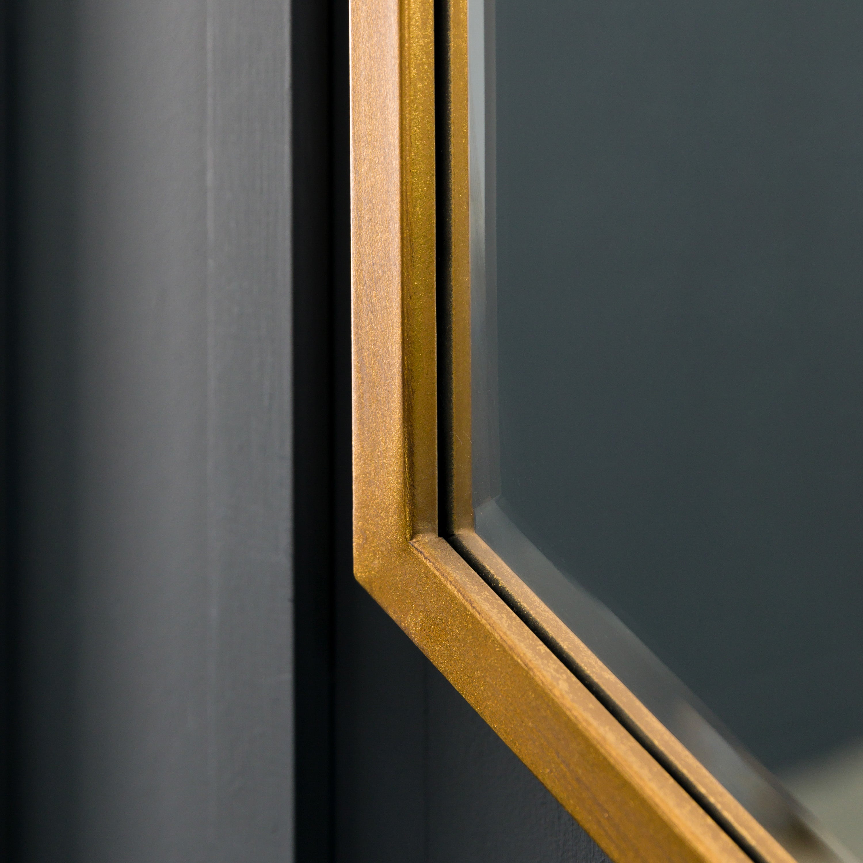 Antique Gold Hexagonal Mirror - 227865 - Uneeka