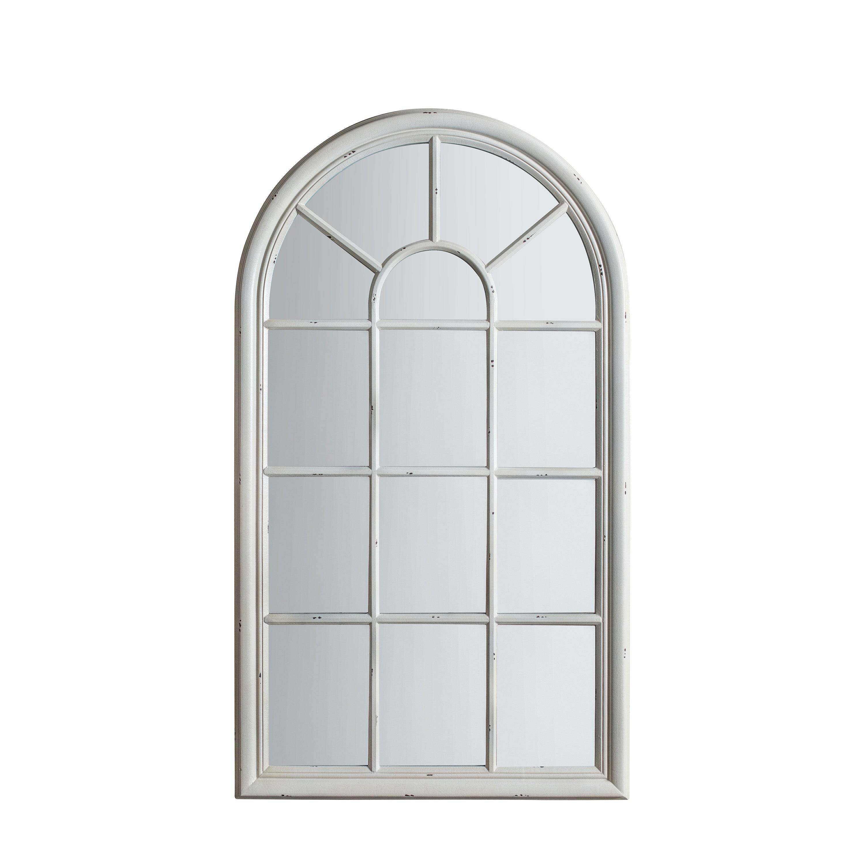 White Distressed Finish Arched Mirror - 490075 - Uneeka
