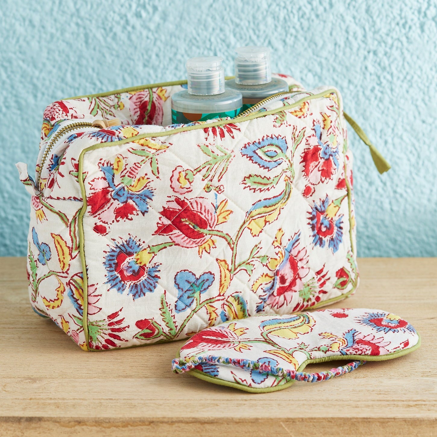 Floral Block Print Wash Bag - WBAG24 - Uneeka