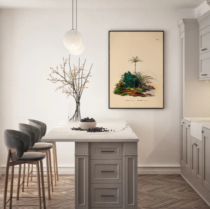 Walking Palm Paradise Botanical Framed Art Print - Black Frame Lifestyle - Uneeka