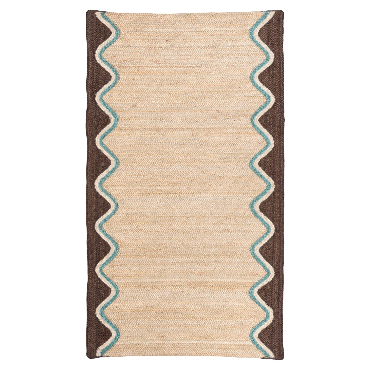 Wave Boarder Colourful Jute Rug - CBRW04122X183TRADE - Uneeka