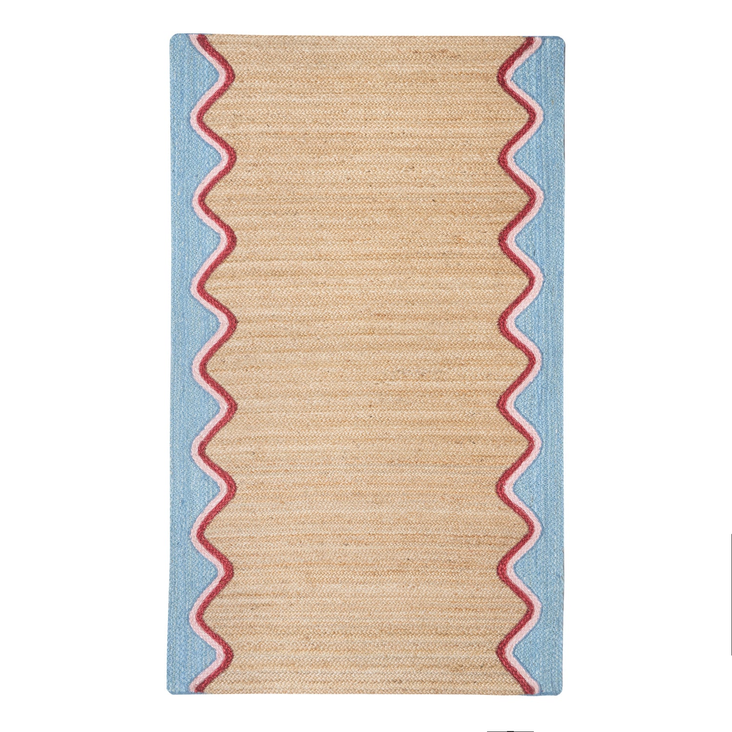 Wave Boarder Colourful Jute Rug - CBRW03122X183TRADE - Uneeka