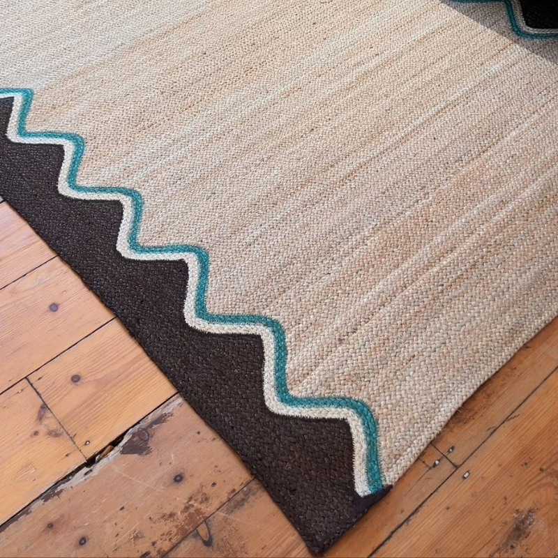 Wave Boarder Colourful Jute Rug - CBRW04122X183TRADE - Uneeka