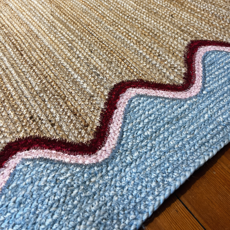 Wave Boarder Colourful Jute Rug - CBRW03122X183TRADE - Uneeka