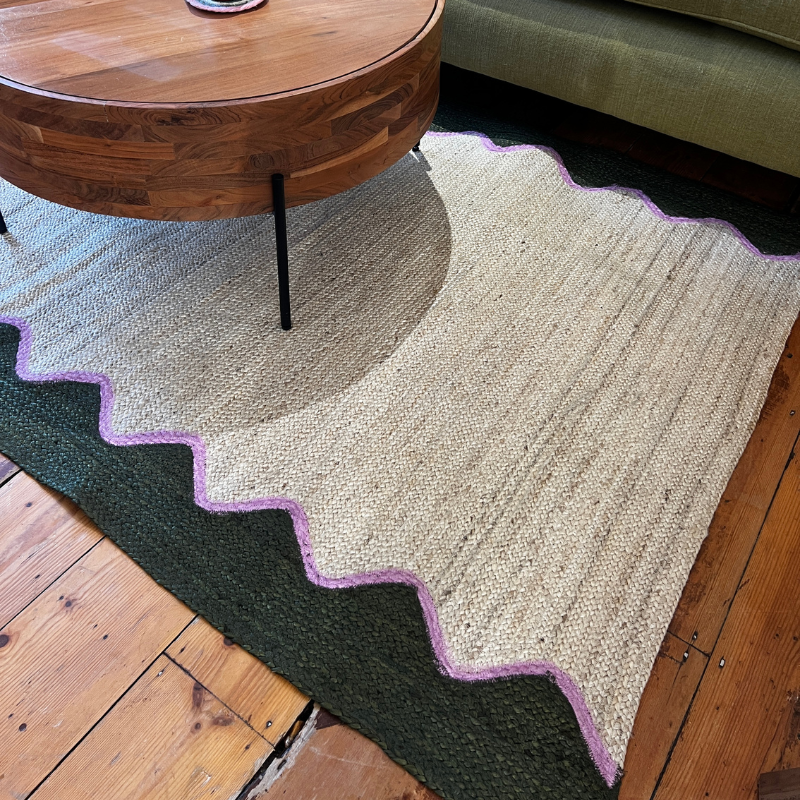 Wave Boarder Colourful Jute Rug - CBRW01122X183TRADE - Uneeka